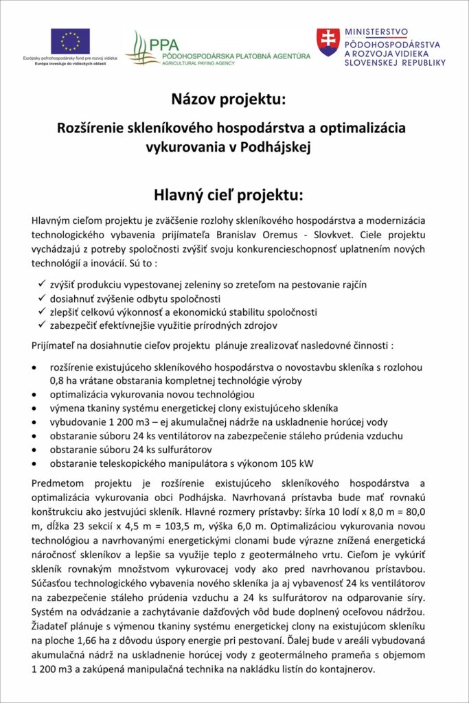 Rozšírenie skleníkového hospodárstva